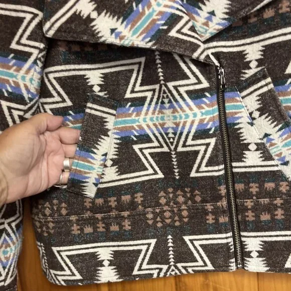 Dolce Vita Wool Aztec Southwestern Jacket Aztec Jacket Cropped Blazer Jacket - Picture 4 of 4